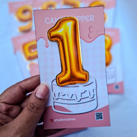 Cake topper da gringa/Topo de bolo efeito balão metalizado | PRODUTO FÍSICO
