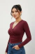 Blusa Feminina Transpassada Básica Premium Manga Longa