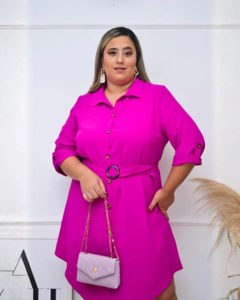 Vestido Chemise Curto Com Botões Frontais - Valeria Modas