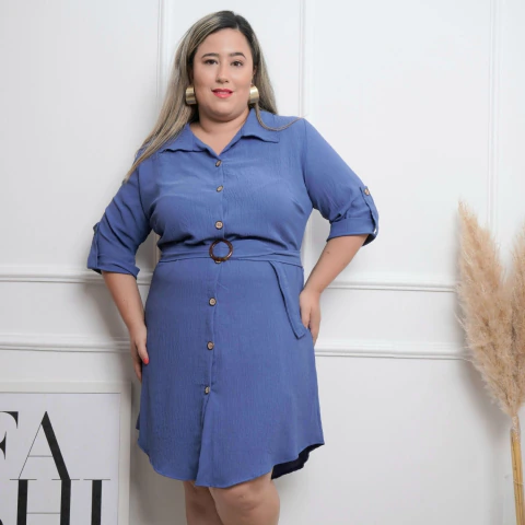 Vestido Chemise Curto Com Botões Frontais - loja online