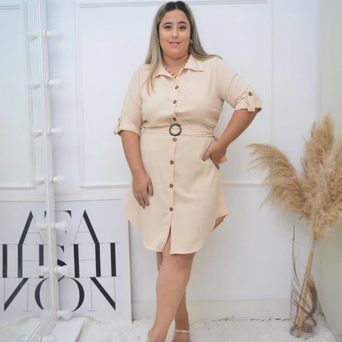 Vestido Chemise Curto Com Botões Frontais - Valeria Modas