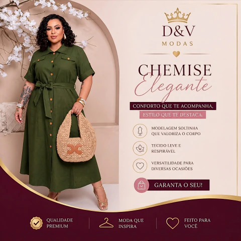 Vestido Chemise Longo Com Botões Frontais - comprar online