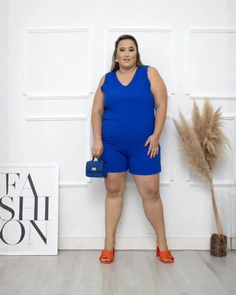 Conjunto Verão Camisa Regata Short Com Elastes Na Cintura - Valeria Modas