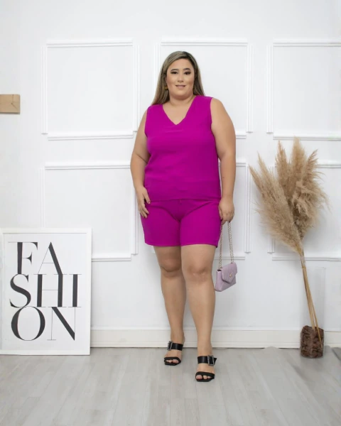 Conjunto Verão Camisa Regata Short Com Elastes Na Cintura