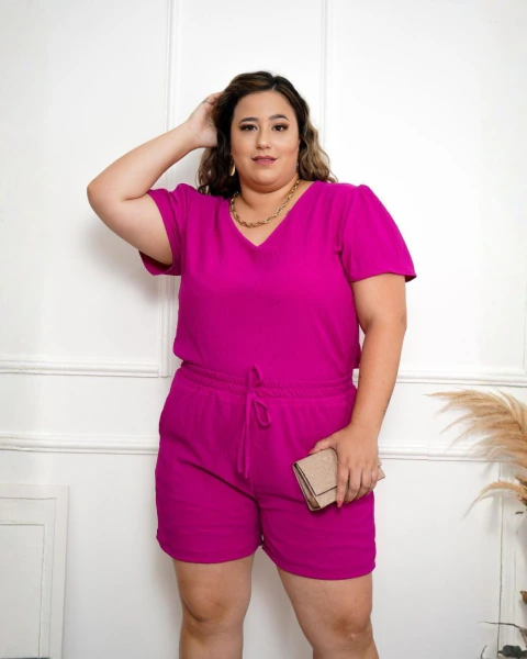 Conjunto Glow Premium Camisa Com manga Curta e Short Com Elastes Na Cintura