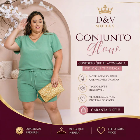 Conjunto Glow Premium Camisa Com manga Curta e Short Com Elastes Na Cintura - comprar online