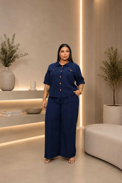 Imagem do Conjunto Social Premium Camisa Com Botões Frontais e Calça Social