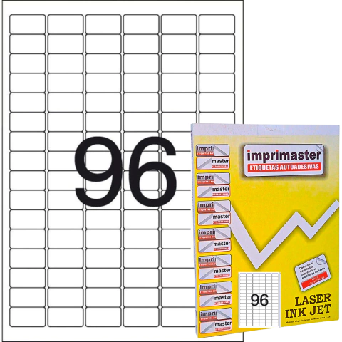 Etiquetas Adesiva Imprimaster A4 31,0mm X 17,0mm 96 por folha Cx 100 Folhas 9600 etiquetas MOD 300A4348