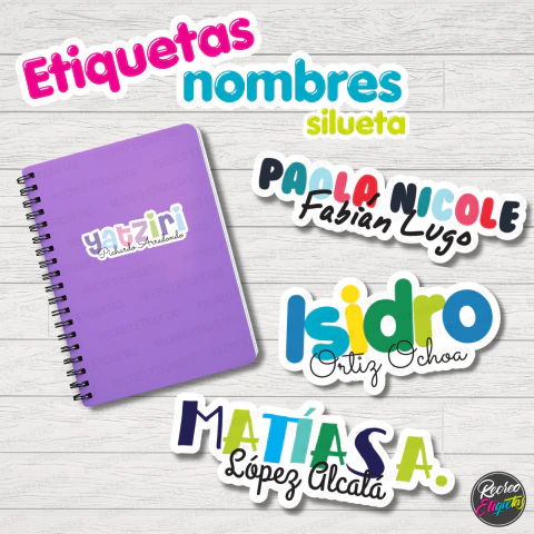 Etiquetas nombres silueta