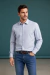 Camisa Slim Casual Manga Longa Maquinetado Acetinado Lista | OG 001530302 0007 - Azul Ceu
