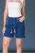 Bermuda Meia Coxa Feminina Cos Alto Barra Desfiada Jeans Lycra | One Jeans 23823 - comprar online