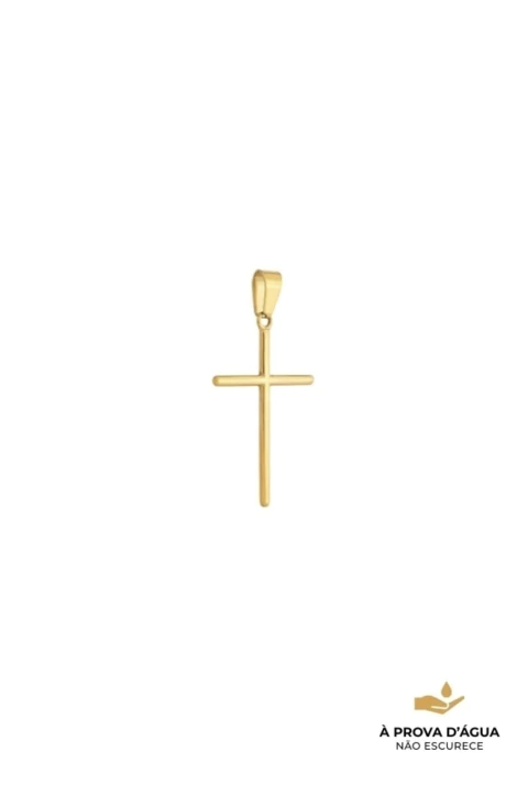 PINGENTE EM CRUCIFIXO FINO EM AÇO GOLDEN