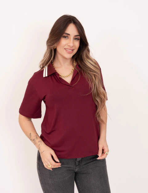 Blusa Polo Viscolycra Vinho