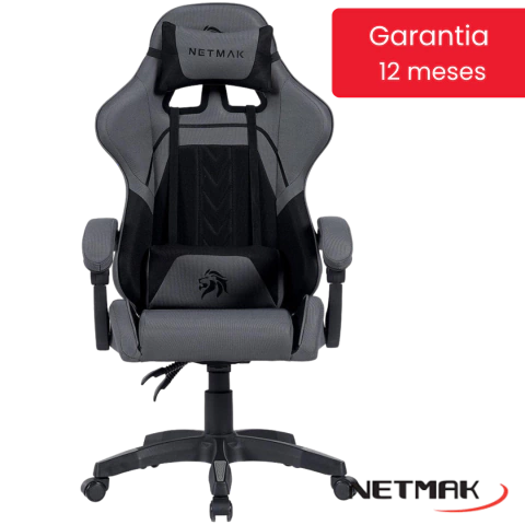 Silla Gamer Sillon Butaca Pc Escritorio Reclinable Sg902 - Gris/negra - Tela