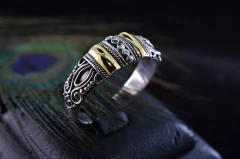 Anel em prata 925 com ouro 14k - Artes da Asia