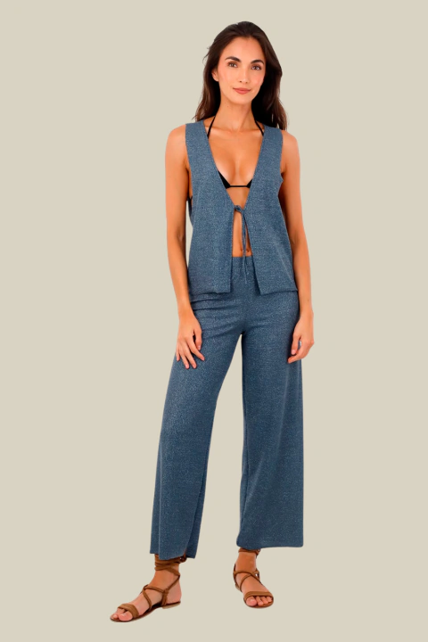 SET DE PANTALÓN CON TOP AZUL
