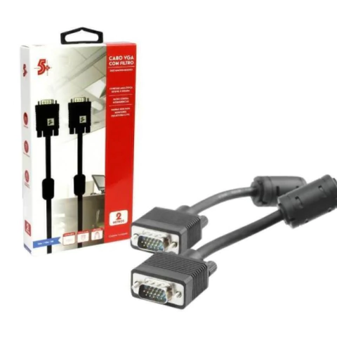CABO VGA 2M C/FILTRO PRETO 5+ - comprar online