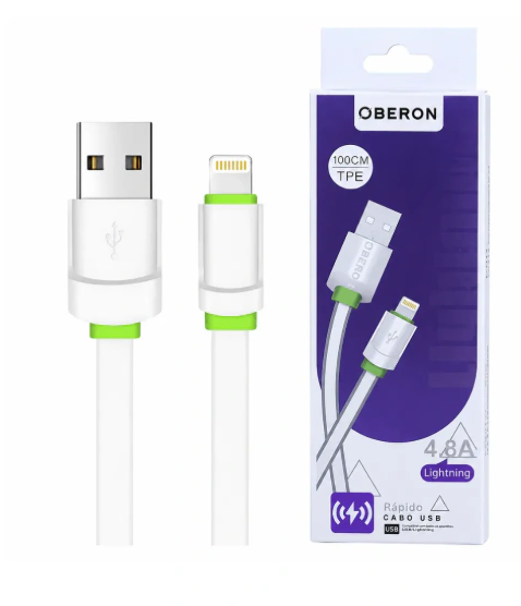 CABO USB-LIGHTNING (IOS) OBERON 1M 4.8A BRANCO