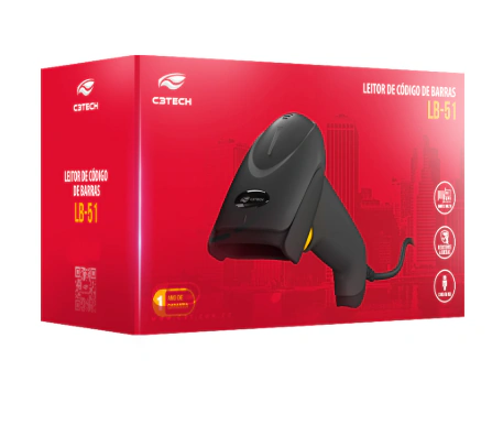 LEITOR DE CODIGO DE BARRAS LASER C3TECH LB51BK