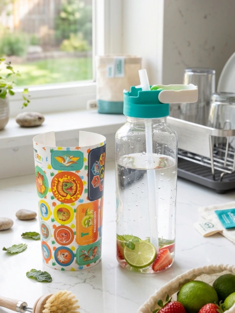 GARRAFA INFANTIL DINO BABY 600ML COM CANUDO SILICONE PLASÚTIL