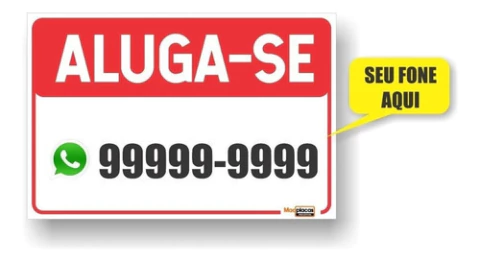 Placa Aluga-se Com Fone De Contato 60x50cm 1mm