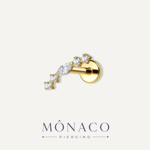 PIERCING LABRET TITÂNIO CLUSTER ZIRCÔNIA - comprar online