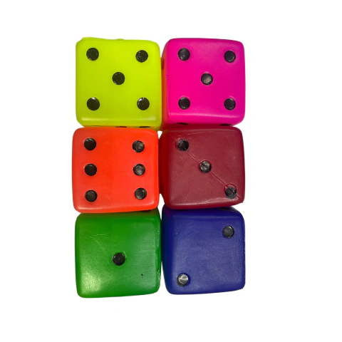 Dado Grande 5x5 cm Neón Paquete x12 Colores
