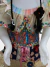 Vestido infantil multicolorido com avental em juta - Drika Moda
