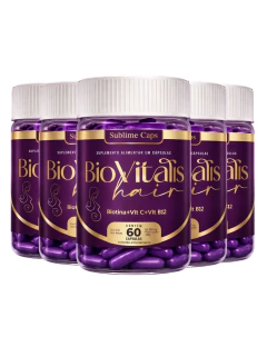 5 Potes da Vitamina Capilar para Cabelo, Pele e Unha BioVitalis Hair - comprar online