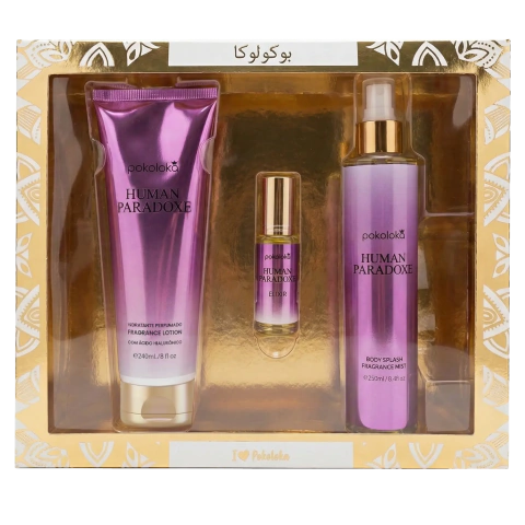 Kit Pokoloka Human Paradoxe Hidratante 240ml + Body Splash 250ml + Deo Colônia 15ml