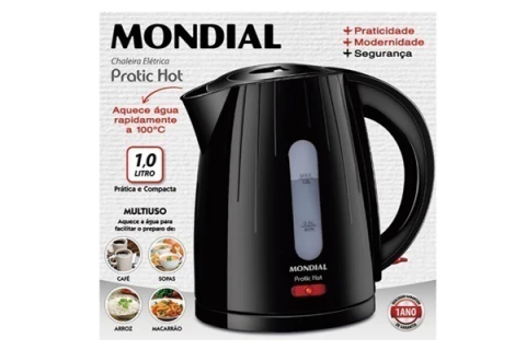 CHALEIRA ELÉT. 1L 1200W 127V PT MONDIAL