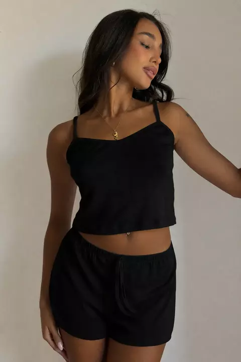 Pijama Venecia Negro – Tres Piezas -