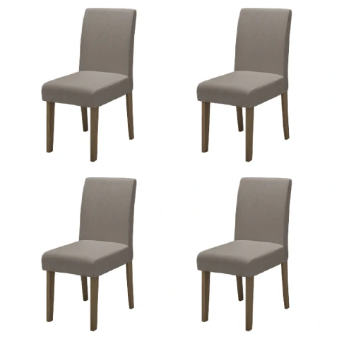 Conjunto Com 4 Cadeiras Estofada Sala de Jantar Trieste Siena Cedro / Mascavo Dobuê
