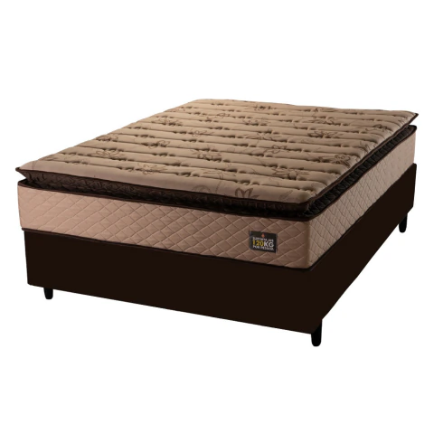 Cama Box Casal Colchão Espuma D33 Pillow Top Van Gogh 138x188x67cm Marrom Hellen - Suporta até 120kg