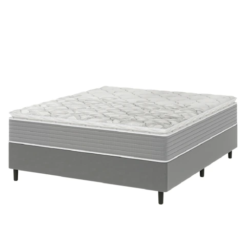 Cama Box Casal Molas Ensacadas Pillow Top 138x188x63cm Martino Cinza Umaflex