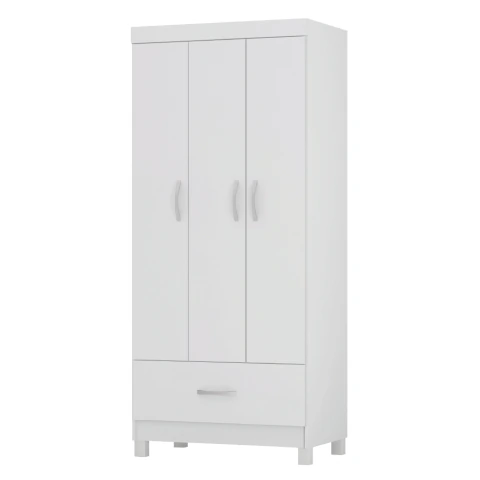 Guarda Roupas Solteiro 3 Portas 1 Gaveta Branco Prince Demóbile