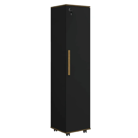 Armário Multiuso Para Quarto Com Chave e Rodízios 1 Porta Lune Preto J&A
