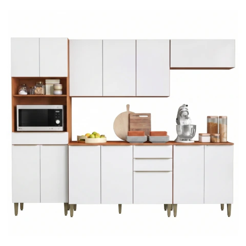 Armário de Cozinha Completa 13 Portas 3 Gavetas 100% MDF Clara