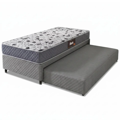 Bicama Box Solteiro com Auxiliar e Colchão AG65 Double Face Eclipse 88x188x53cm