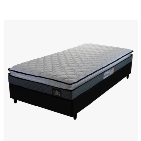 Cama Box Solteiro Colchão Espuma D33 Pillow Top Millenium 88x188x57cm Cinza/Preto Hellen