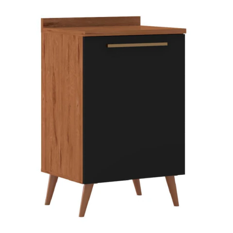 Balcão de Cozinha 1 Porta com Tampo 0,59m Favorita Natura / Preto