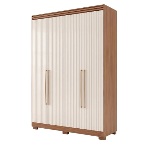 Guarda Roupas Solteiro 4 Portas Frisado 3 Gavetas 100% MDF July