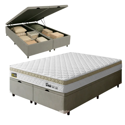 Cama Box Baú Queen Espuma Ortopédica Onix D45 158x198x61cm Hellen - Suporta até 150 kg por pessoa