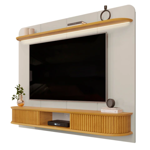 Painel Para TV Até 75 Polegadas 2,15m Led 2 Portas Kai Dj Móveis