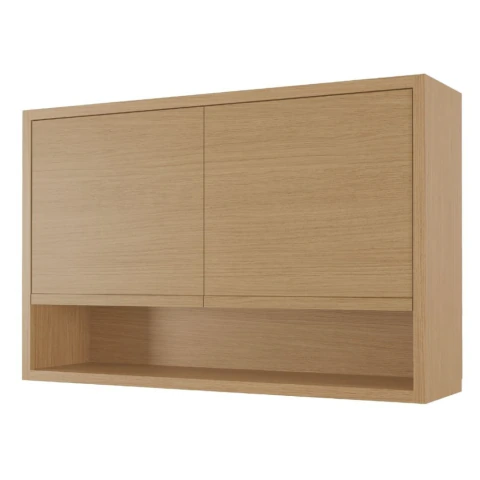 Armário Aéreo De Cozinha 1,20m 2 Portas e Nicho 100% Mdf Cléo Madeirado