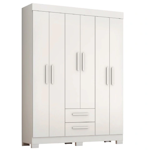 Guarda Roupas Casal 6 Portas 2 Gavetas Libano Branco Flex Notável