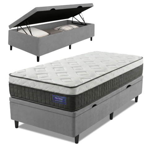 Cama Box Baú Colchão Solteiro Molas Ensacadas Euro In Atlantic 88x188x69cm Apolo