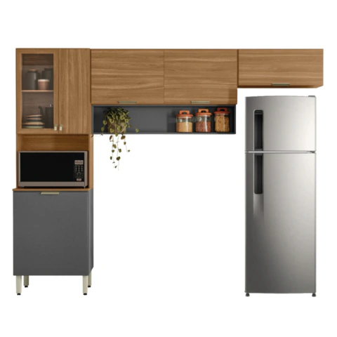 Armário De Cozinha Compacta 6 Portas 2 Nichos Alba Demóbile