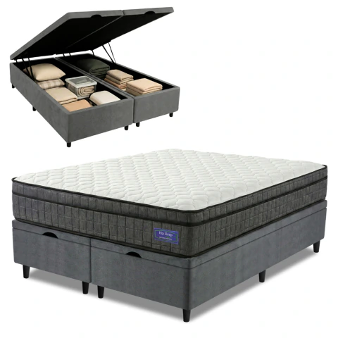 Cama Box Baú Colchão Queen Ortopédico D33 Euro Pillow Ultra 158x198x66cm Apolo