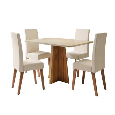 Conjunto Sala de Jantar Mesa 1,20m Moove 4 Cadeiras Veludo Milano Viero